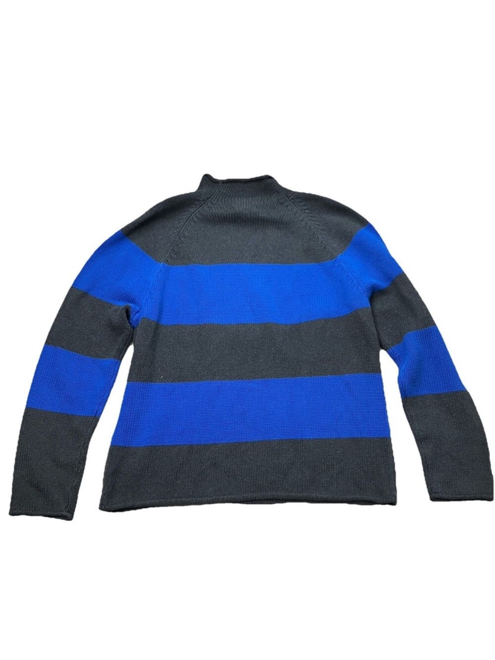 J Crew Sweater Womens XL 1988 Rollneck Blue Stripped Cotton Fisherman Coastal